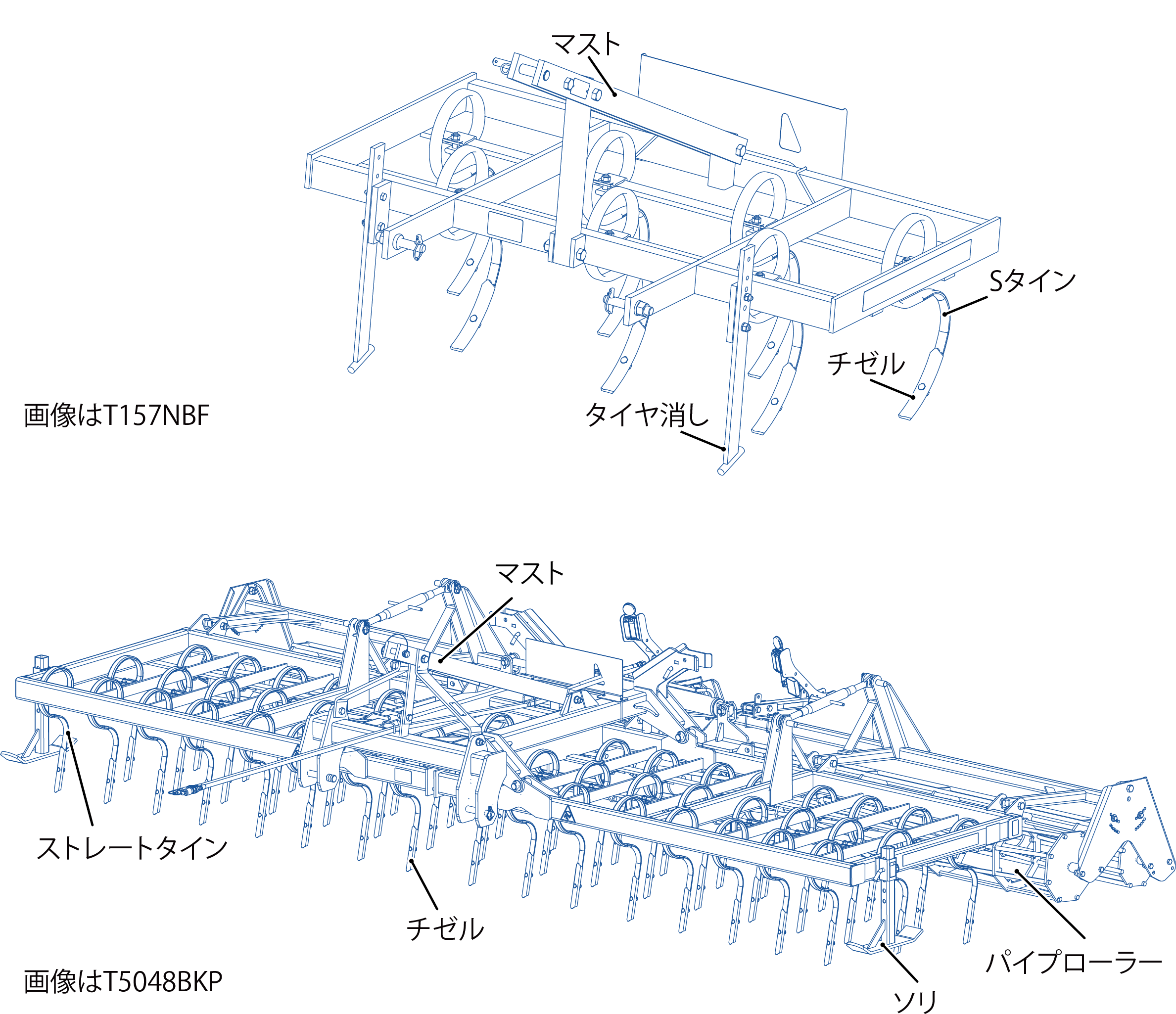 スプリングハロー各部の名称